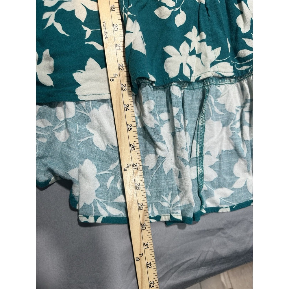 Torrid Lenny Floral Topical Hi‎ Low Tiered A-Line Midi Skirt Boho Teal 2X - Picture 5 of 7